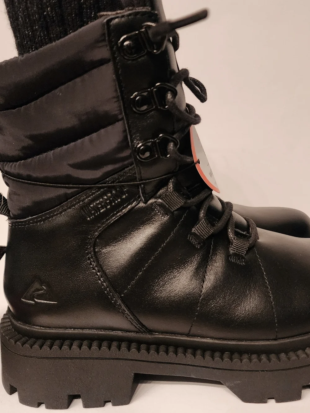 OZARK TRAIL Woman's Snow Waterproof Leather Combat Boots In Black
